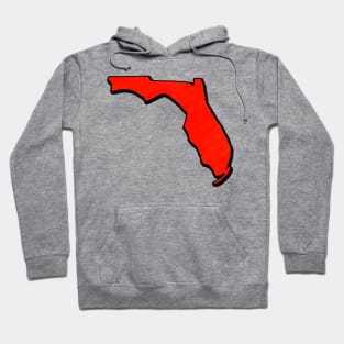 Bright Red Florida Outline Hoodie